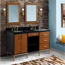 Load image into Gallery viewer, Bellaterra Home Vanity BellaTerra Home 61&quot; Double sink vanity in Walnut and Black finish and Black galaxy granite and rectangle sink 400900-61D-WB-BGR