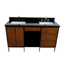 Load image into Gallery viewer, Bellaterra Home Vanity BellaTerra Home 61&quot; Double sink vanity in Walnut and Black finish and Black galaxy granite and rectangle sink 400900-61D-WB-BGR