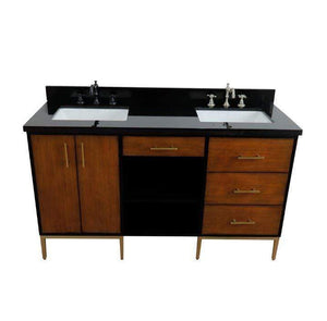 Bellaterra Home Vanity BellaTerra Home 61" Double sink vanity in Walnut and Black finish and Black galaxy granite and rectangle sink 400900-61D-WB-BGR