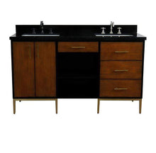 Load image into Gallery viewer, Bellaterra Home Vanity BellaTerra Home 61&quot; Double sink vanity in Walnut and Black finish and Black galaxy granite and rectangle sink 400900-61D-WB-BGR