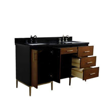 Load image into Gallery viewer, Bellaterra Home Vanity BellaTerra Home 61&quot; Double sink vanity in Walnut and Black finish and Black galaxy granite and rectangle sink 400900-61D-WB-BGR