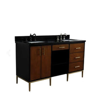 Load image into Gallery viewer, Bellaterra Home Vanity BellaTerra Home 61&quot; Double sink vanity in Walnut and Black finish and Black galaxy granite and rectangle sink 400900-61D-WB-BGR