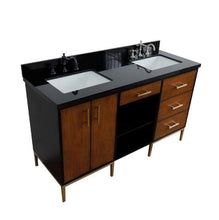 Load image into Gallery viewer, Bellaterra Home Vanity BellaTerra Home 61&quot; Double sink vanity in Walnut and Black finish and Black galaxy granite and rectangle sink 400900-61D-WB-BGR