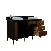 Load image into Gallery viewer, Bellaterra Home Vanity BellaTerra Home 61&quot; Double sink vanity in Walnut and Black finish and Black galaxy granite and round sink 400900-61D-WB-BGRD