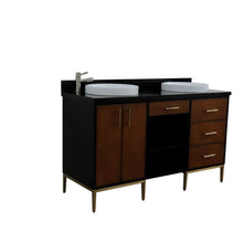 Load image into Gallery viewer, Bellaterra Home Vanity BellaTerra Home 61&quot; Double sink vanity in Walnut and Black finish and Black galaxy granite and round sink 400900-61D-WB-BGRD