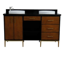Load image into Gallery viewer, Bellaterra Home Vanity BellaTerra Home 61&quot; Double sink vanity in Walnut and Black finish and Black galaxy granite and round sink 400900-61D-WB-BGRD