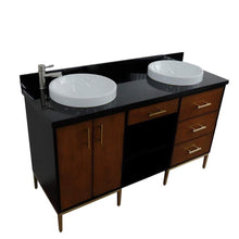 Load image into Gallery viewer, Bellaterra Home Vanity BellaTerra Home 61&quot; Double sink vanity in Walnut and Black finish and Black galaxy granite and round sink 400900-61D-WB-BGRD