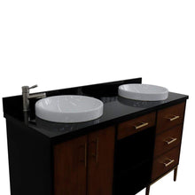 Load image into Gallery viewer, Bellaterra Home Vanity BellaTerra Home 61&quot; Double sink vanity in Walnut and Black finish and Black galaxy granite and round sink 400900-61D-WB-BGRD