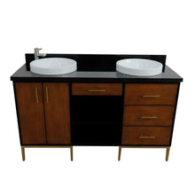 Load image into Gallery viewer, Bellaterra Home Vanity BellaTerra Home 61&quot; Double sink vanity in Walnut and Black finish and Black galaxy granite and round sink 400900-61D-WB-BGRD