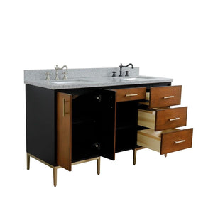 Bellaterra Home Vanity BellaTerra Home 61" Double sink vanity in Walnut and Black finish and Gray granite and rectangle sink 400900-61D-WB-GYR