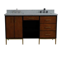 Load image into Gallery viewer, Bellaterra Home Vanity BellaTerra Home 61&quot; Double sink vanity in Walnut and Black finish and Gray granite and rectangle sink 400900-61D-WB-GYR