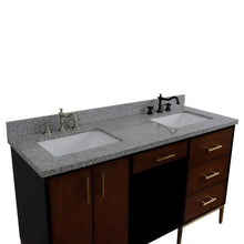 Load image into Gallery viewer, Bellaterra Home Vanity BellaTerra Home 61&quot; Double sink vanity in Walnut and Black finish and Gray granite and rectangle sink 400900-61D-WB-GYR