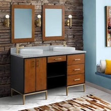 Load image into Gallery viewer, Bellaterra Home Vanity BellaTerra Home 61&quot; Double sink vanity in Walnut and Black finish and Gray granite and round sink 400900-61D-WB-GYRD