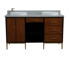Load image into Gallery viewer, Bellaterra Home Vanity BellaTerra Home 61&quot; Double sink vanity in Walnut and Black finish and Gray granite and round sink 400900-61D-WB-GYRD