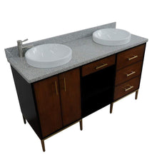 Load image into Gallery viewer, Bellaterra Home Vanity BellaTerra Home 61&quot; Double sink vanity in Walnut and Black finish and Gray granite and round sink 400900-61D-WB-GYRD