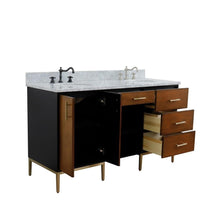 Load image into Gallery viewer, Bellaterra Home Vanity BellaTerra Home 61&quot; Double sink vanity in Walnut and Black finish and White carrara marble and oval sink 400900-61D-WB-WMO