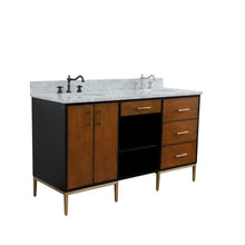 Load image into Gallery viewer, Bellaterra Home Vanity BellaTerra Home 61&quot; Double sink vanity in Walnut and Black finish and White carrara marble and oval sink 400900-61D-WB-WMO