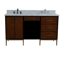 Load image into Gallery viewer, Bellaterra Home Vanity BellaTerra Home 61&quot; Double sink vanity in Walnut and Black finish and White carrara marble and oval sink 400900-61D-WB-WMO