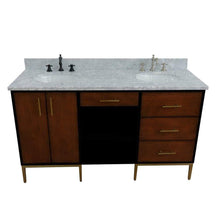 Load image into Gallery viewer, Bellaterra Home Vanity BellaTerra Home 61&quot; Double sink vanity in Walnut and Black finish and White carrara marble and oval sink 400900-61D-WB-WMO