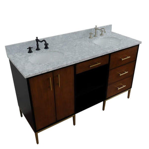 Bellaterra Home Vanity BellaTerra Home 61" Double sink vanity in Walnut and Black finish and White carrara marble and oval sink 400900-61D-WB-WMO