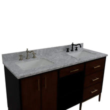 Load image into Gallery viewer, Bellaterra Home Vanity BellaTerra Home 61&quot; Double sink vanity in Walnut and Black finish and White carrara marble and rectangle sink 00900-61D-WB-WMR