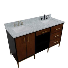 Load image into Gallery viewer, Bellaterra Home Vanity BellaTerra Home 61&quot; Double sink vanity in Walnut and Black finish and White carrara marble and rectangle sink 00900-61D-WB-WMR