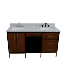 Load image into Gallery viewer, Bellaterra Home Vanity BellaTerra Home 61&quot; Double sink vanity in Walnut and Black finish and White carrara marble and rectangle sink 00900-61D-WB-WMR