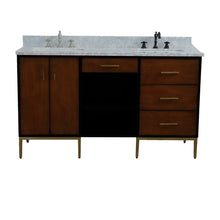 Load image into Gallery viewer, Bellaterra Home Vanity BellaTerra Home 61&quot; Double sink vanity in Walnut and Black finish and White carrara marble and rectangle sink 00900-61D-WB-WMR