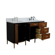Load image into Gallery viewer, Bellaterra Home Vanity BellaTerra Home 61&quot; Double sink vanity in Walnut and Black finish and White quartz and oval sink 400900-61D-WB-WEO