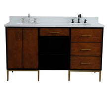 Load image into Gallery viewer, Bellaterra Home Vanity BellaTerra Home 61&quot; Double sink vanity in Walnut and Black finish and White quartz and oval sink 400900-61D-WB-WEO