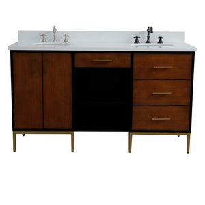 Bellaterra Home Vanity BellaTerra Home 61" Double sink vanity in Walnut and Black finish and White quartz and oval sink 400900-61D-WB-WEO