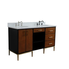 Load image into Gallery viewer, Bellaterra Home Vanity BellaTerra Home 61&quot; Double sink vanity in Walnut and Black finish and White quartz and oval sink 400900-61D-WB-WEO