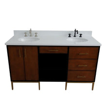 Load image into Gallery viewer, Bellaterra Home Vanity BellaTerra Home 61&quot; Double sink vanity in Walnut and Black finish and White quartz and oval sink 400900-61D-WB-WEO