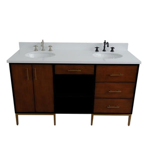 Bellaterra Home Vanity BellaTerra Home 61" Double sink vanity in Walnut and Black finish and White quartz and oval sink 400900-61D-WB-WEO