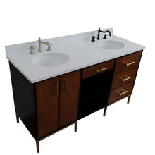 Load image into Gallery viewer, Bellaterra Home Vanity BellaTerra Home 61&quot; Double sink vanity in Walnut and Black finish and White quartz and oval sink 400900-61D-WB-WEO