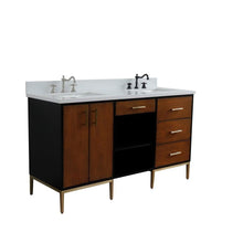 Load image into Gallery viewer, Bellaterra Home Vanity BellaTerra Home 61&quot; Double sink vanity in Walnut and Black finish and White quartz and rectangle sink  400900-61D-WB-WER