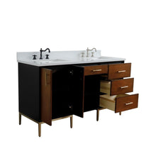 Load image into Gallery viewer, Bellaterra Home Vanity BellaTerra Home 61&quot; Double sink vanity in Walnut and Black finish and White quartz and rectangle sink  400900-61D-WB-WER