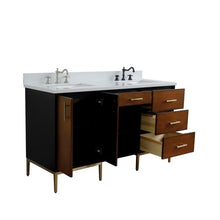 Load image into Gallery viewer, Bellaterra Home Vanity BellaTerra Home 61&quot; Double sink vanity in Walnut and Black finish and White quartz and rectangle sink  400900-61D-WB-WER