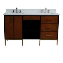 Load image into Gallery viewer, Bellaterra Home Vanity BellaTerra Home 61&quot; Double sink vanity in Walnut and Black finish and White quartz and rectangle sink  400900-61D-WB-WER
