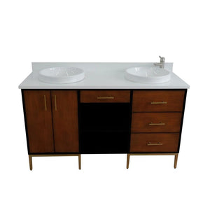 Bellaterra Home Vanity BellaTerra Home 61" Double sink vanity in Walnut and Black finish and White quartz and round sink 400900-61D-WB-WERD