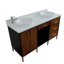 Load image into Gallery viewer, Bellaterra Home Vanity BellaTerra Home 61&quot; Double sink vanity in Walnut and Black finish and White quartz and round sink 400900-61D-WB-WERD