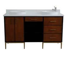 Load image into Gallery viewer, Bellaterra Home Vanity BellaTerra Home 61&quot; Double sink vanity in Walnut and Black finish and White quartz and round sink 400900-61D-WB-WERD