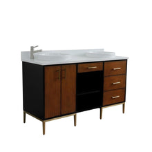 Load image into Gallery viewer, Bellaterra Home Vanity BellaTerra Home 61&quot; Double sink vanity in Walnut and Black finish and White quartz and round sink 400900-61D-WB-WERD