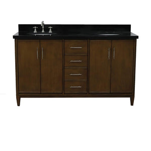 Bellaterra Home Vanity BellaTerra Home 61" Double sink vanity in Walnut finish with Black galaxy granite and oval sink 400901-61D-WA-BGO
