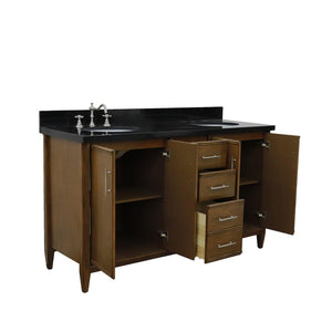 Bellaterra Home Vanity BellaTerra Home 61" Double sink vanity in Walnut finish with Black galaxy granite and oval sink 400901-61D-WA-BGO