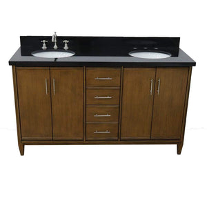 Bellaterra Home Vanity BellaTerra Home 61" Double sink vanity in Walnut finish with Black galaxy granite and oval sink 400901-61D-WA-BGO