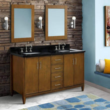 Load image into Gallery viewer, Bellaterra Home Vanity BellaTerra Home 61&quot; Double sink vanity in Walnut finish with Black galaxy granite and rectangle sink 400901-61D-WA-BGR