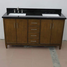 Load image into Gallery viewer, Bellaterra Home Vanity BellaTerra Home 61&quot; Double sink vanity in Walnut finish with Black galaxy granite and rectangle sink 400901-61D-WA-BGR