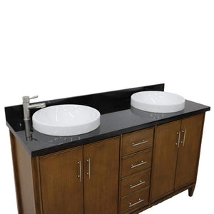 Bellaterra Home Vanity BellaTerra Home  61" Double sink vanity in Walnut finish with Black galaxy granite and round sink 400901-61D-WA-BGRD
