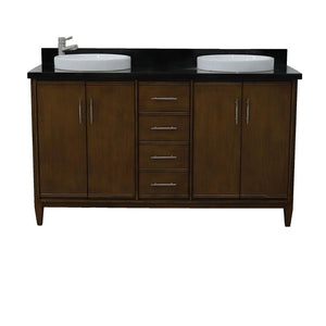 Bellaterra Home Vanity BellaTerra Home  61" Double sink vanity in Walnut finish with Black galaxy granite and round sink 400901-61D-WA-BGRD